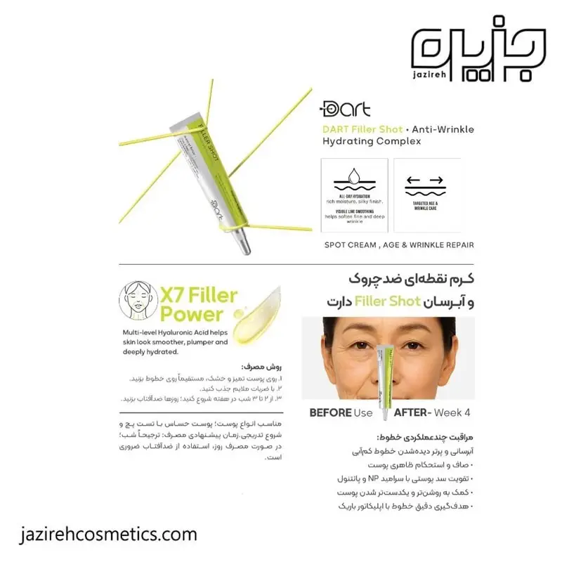 کرم ضد چروک صورت دارت مدل Filler Shot  |آبرسان و کلاژن ساز